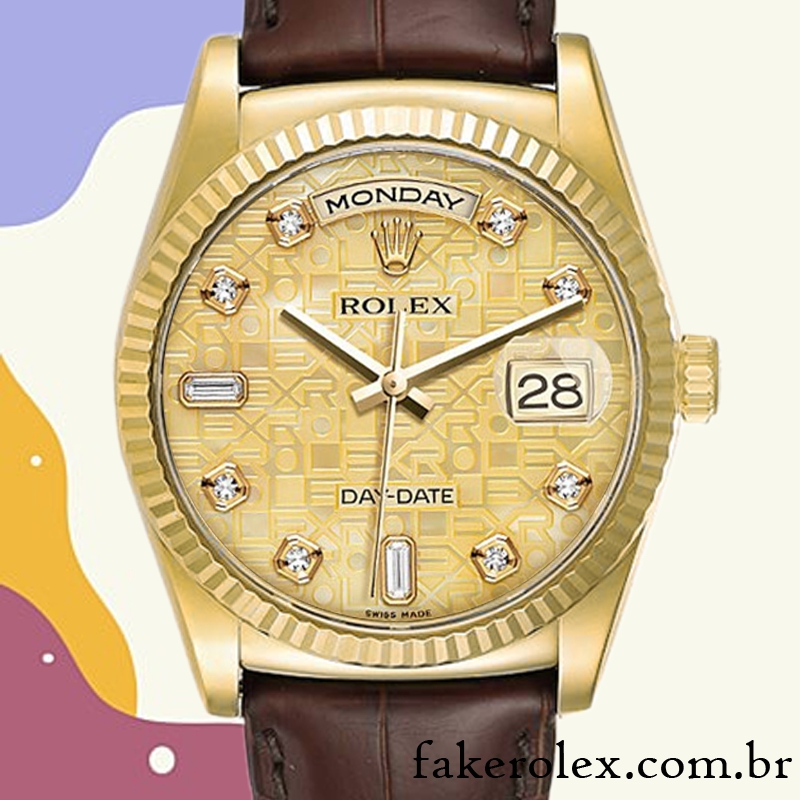 Rolex Day Date 36mm masculino m118138 0087 Correia de couro